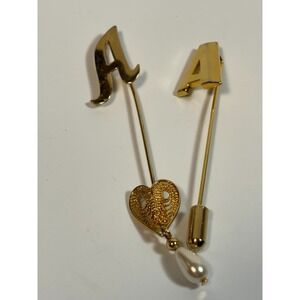 Hat Pin Lot Vintage A Monogram Initial Gold Tone